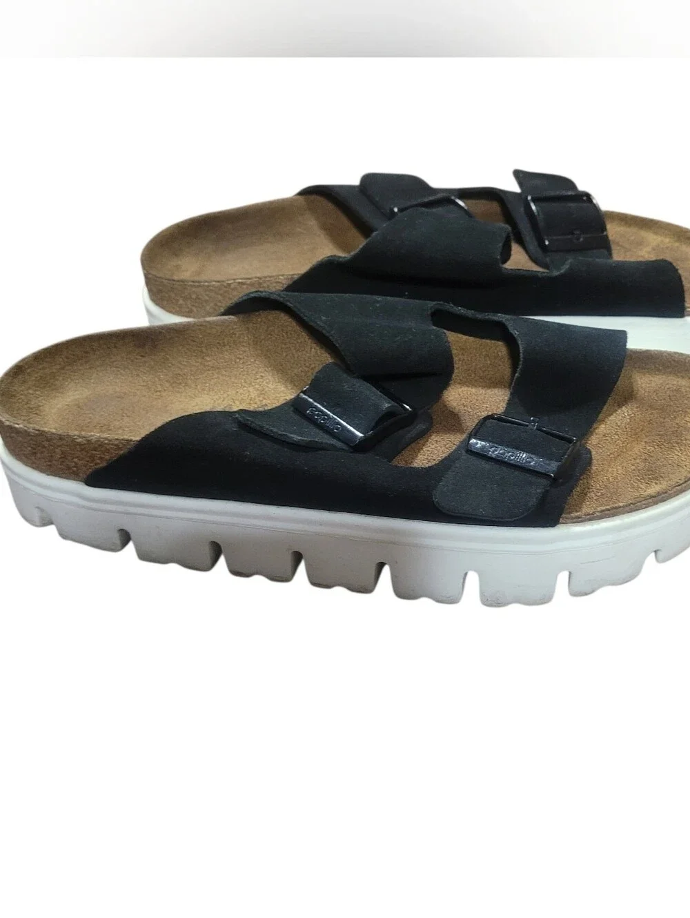 Birkenstocks Arizona Papillio Chunky Suede Leather Sandals In black Sz 10  EU 41